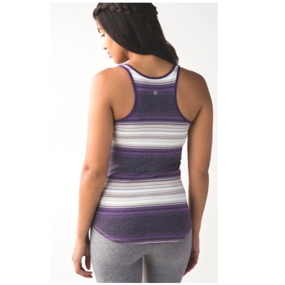 Lululemon Stripe Racerback Fitted Tank Tops In Purple - Picture 2 of 7